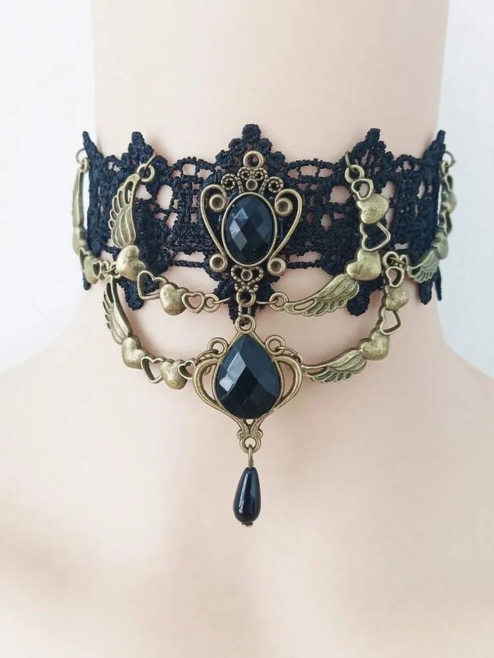 Black Lace Victorian Gothic Choker Necklace